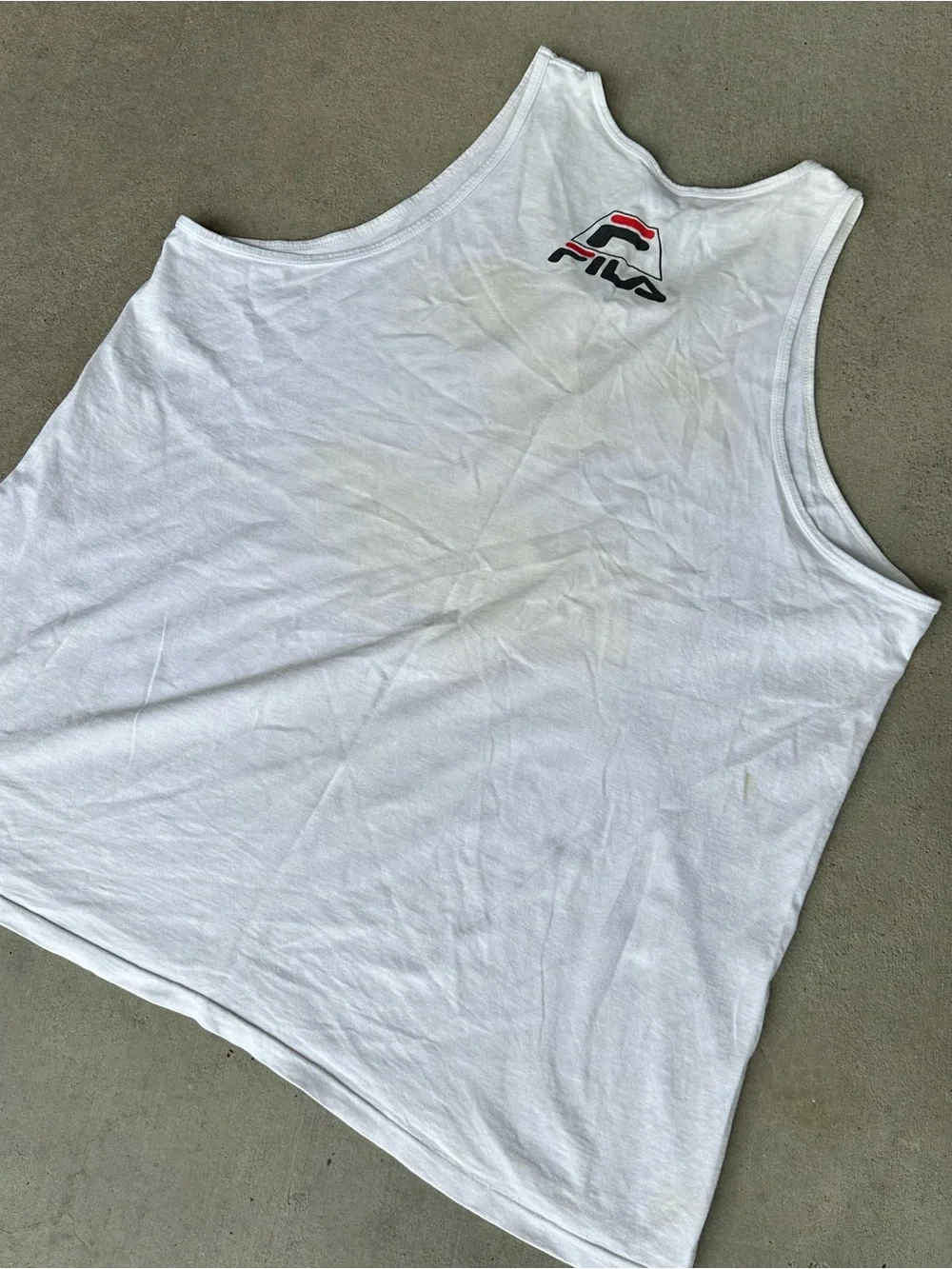 FILA Vintage 1990s Logo Single Stitch Tank Top XL